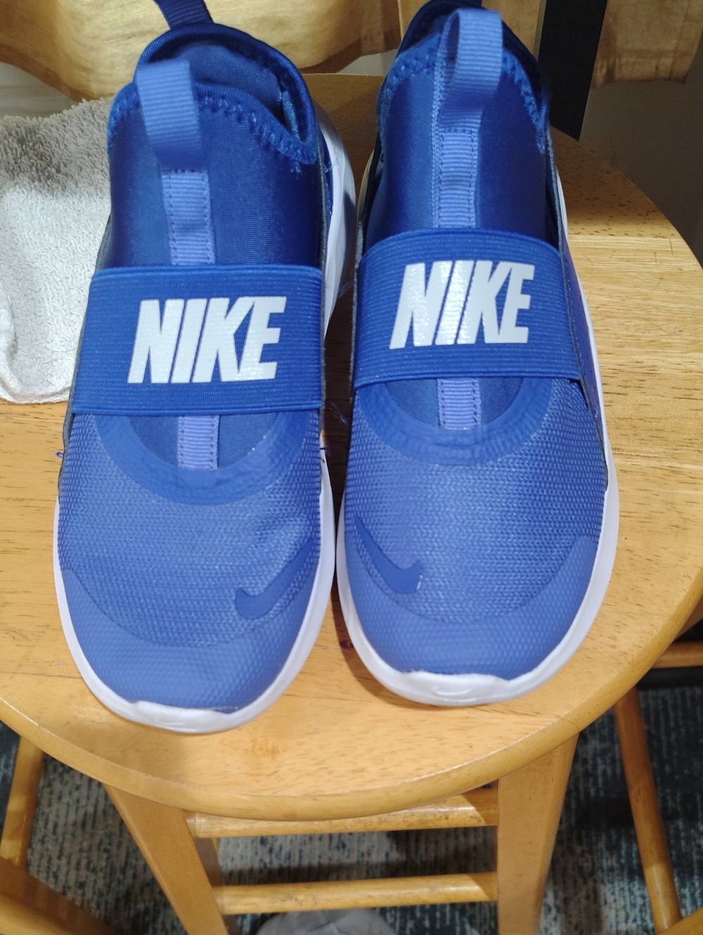 Nike Youth Slip-On Sneakers in Royal Blue and White